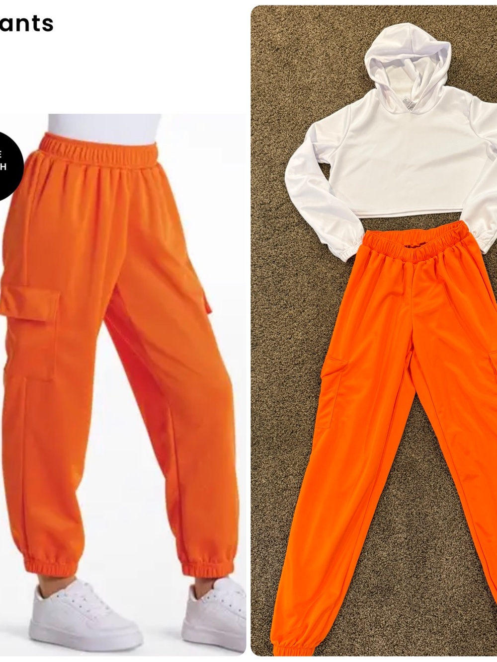 Weissman Bright Orange Cargo Jogger Pants for Kids
